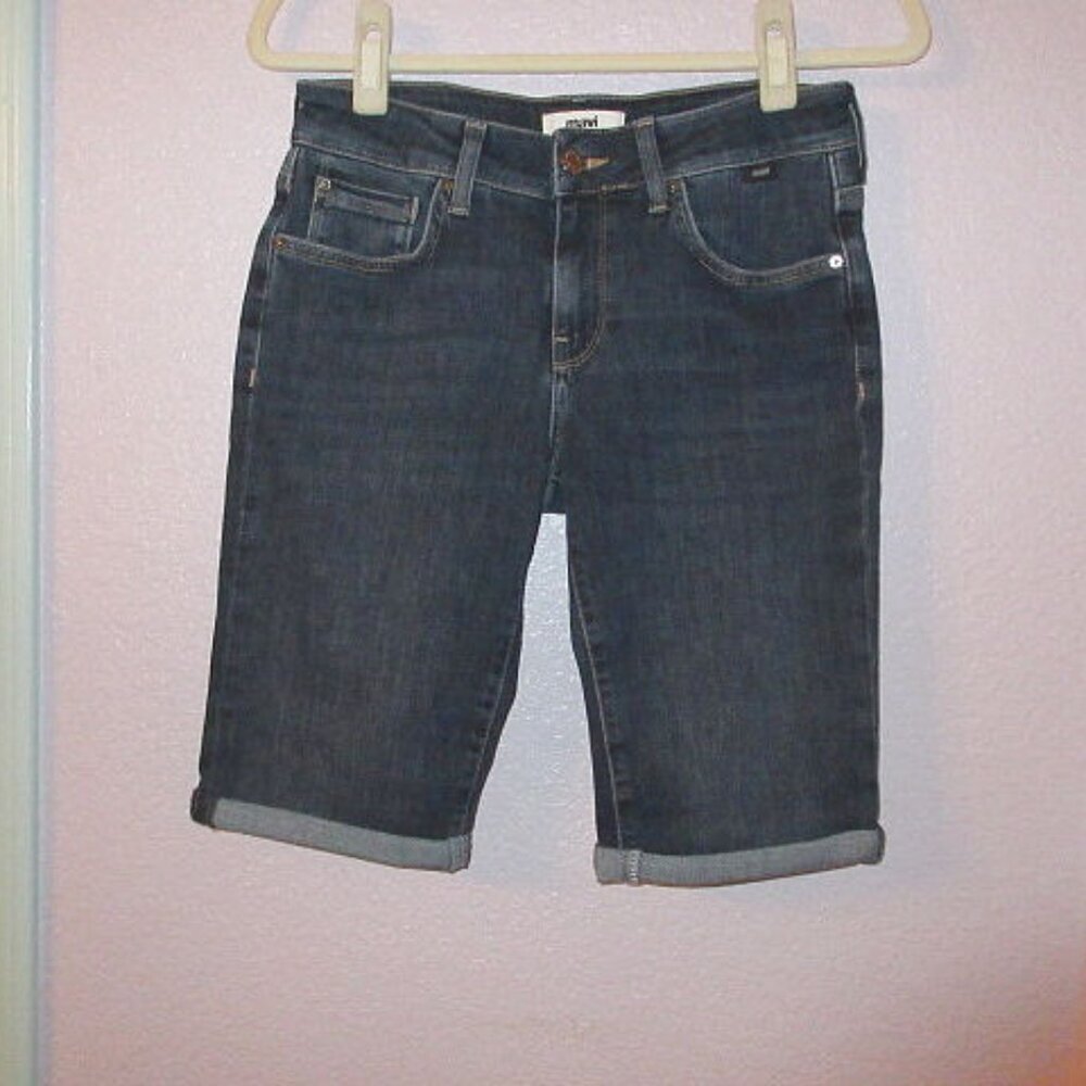 Mavi Womens Karly Denim Jean Shorts Size 27 Stretch Cuffed Dark Wash Mid Rise